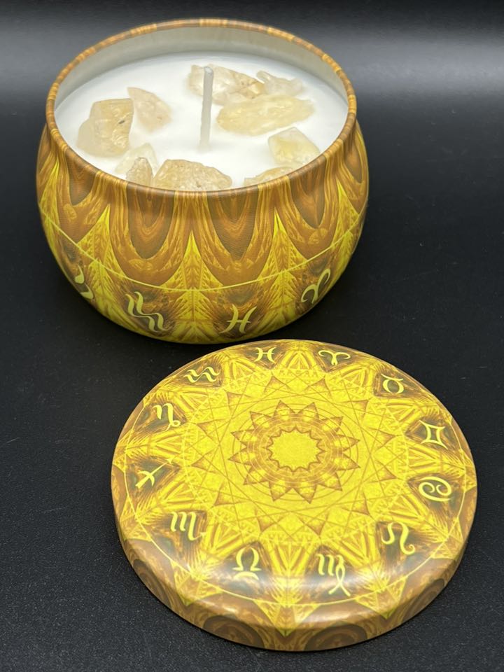 Vanilla Shortbread & Citrine - Crystal Zodiac Tin Candle