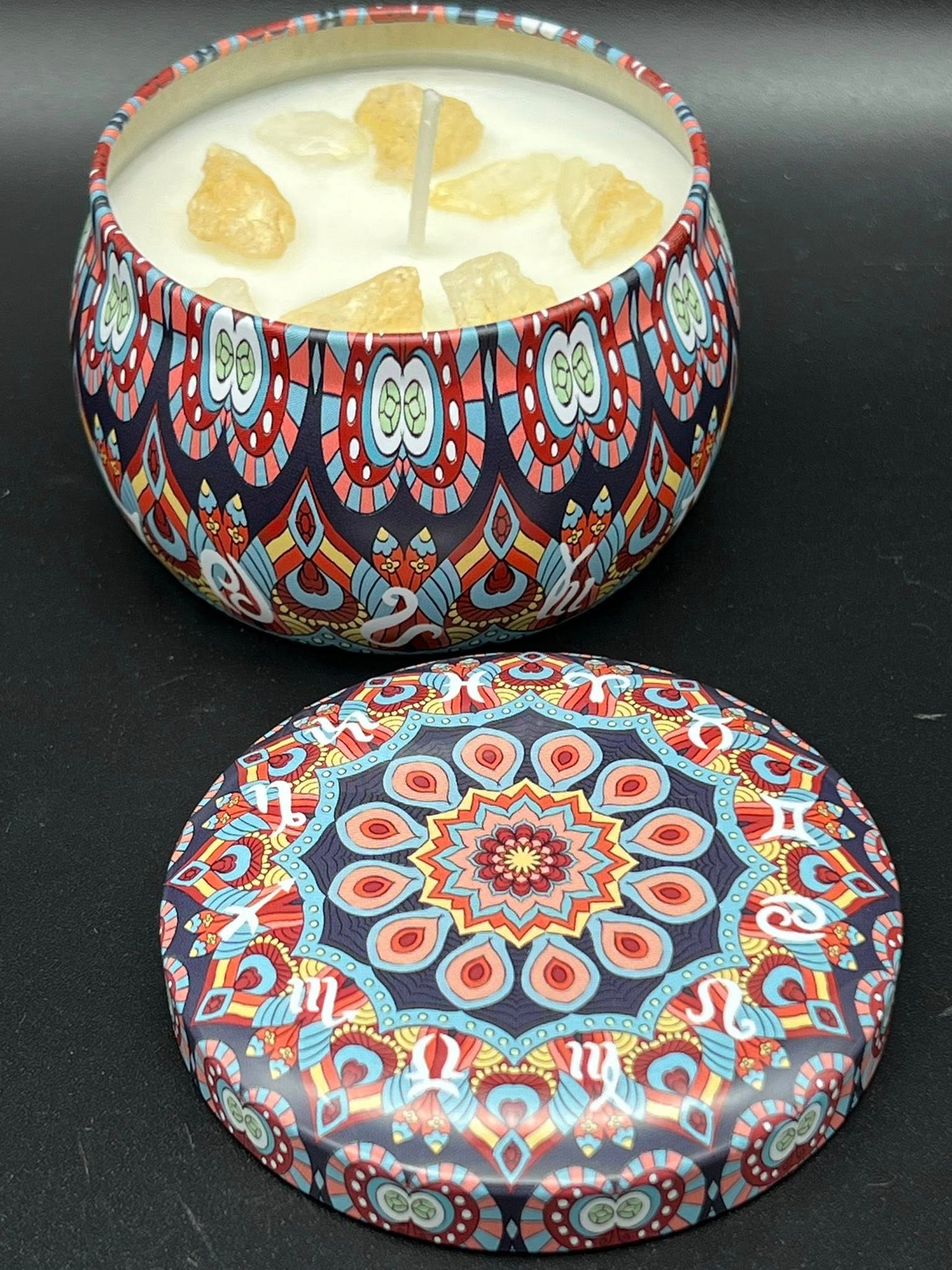 Vanilla Shortbread & Citrine - Crystal Zodiac Tin Candle